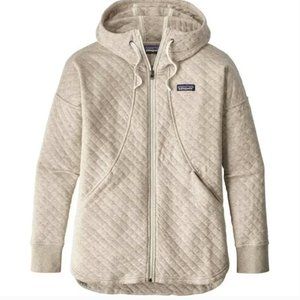 Patagonia Organic Cotton Long Sleeve Hooded Quilted Jacket Oatmeal L/XL - NEW!
